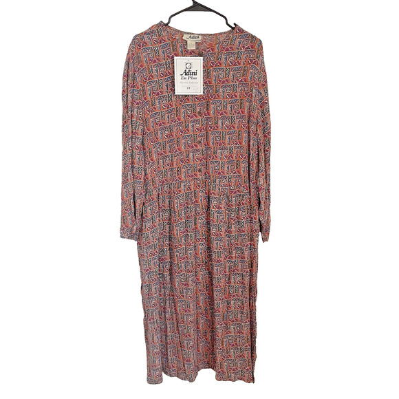 Vintage Boho Rayon Dress 2X NWT Pockets India Plus Size Crinkle Festival Cottage - Picture 1 of 8